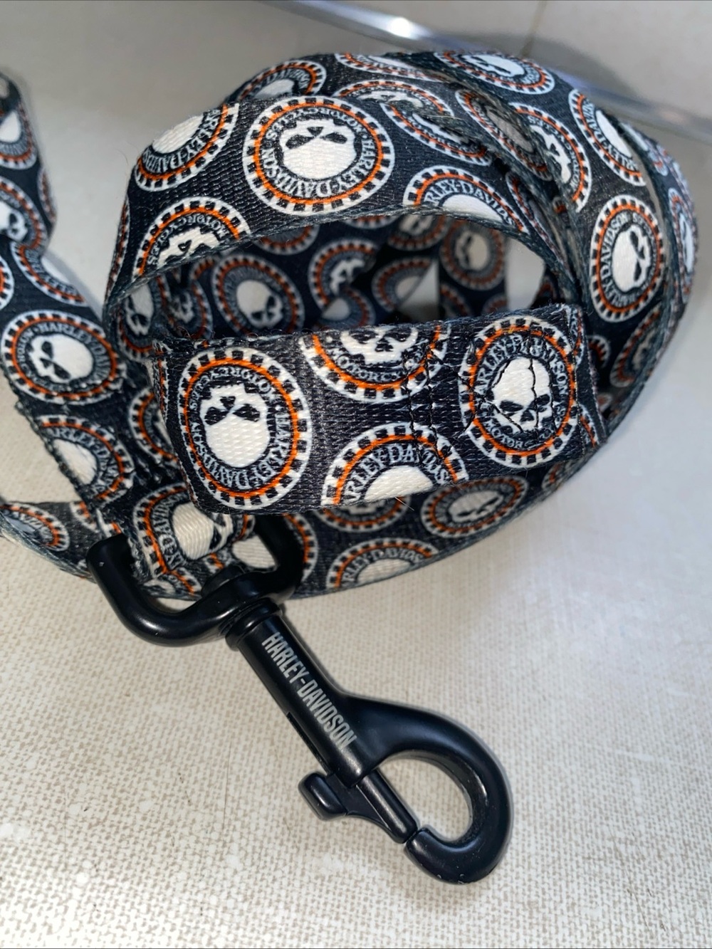 Harley Davidson VTG Dog Pet Leash Skull‎ Print